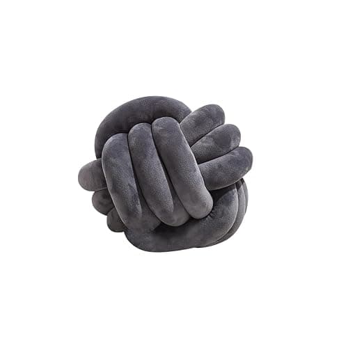 Wadser 2 Pcs Knot Pillows, Dark Grey Knotted Ball Pillow Plush Throw Pillows for Bed Sofa Couch, 8.7" Decorative Round Pillow Cushions thumbnail 7