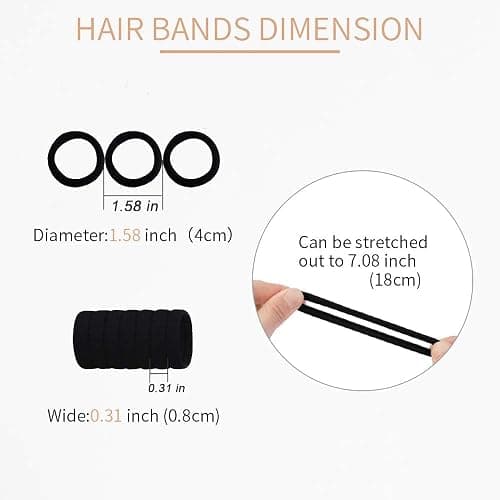 100PCS Black Hair Ties for Women Girls, Seamless Thick Black Hair Band, Elastic Hair Ties No Damage Ponytail Holder Christmas Gift thumbnail 3