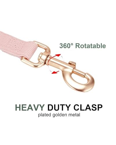 YUDOTE Corduroy Dog Leash 5 Ft Fog Small Medium Large Dogs Heavy Duty Pet Lead with Golden Metal Trigger Snap (Light Pink,Medium) - Medium - Light Pink thumbnail 3