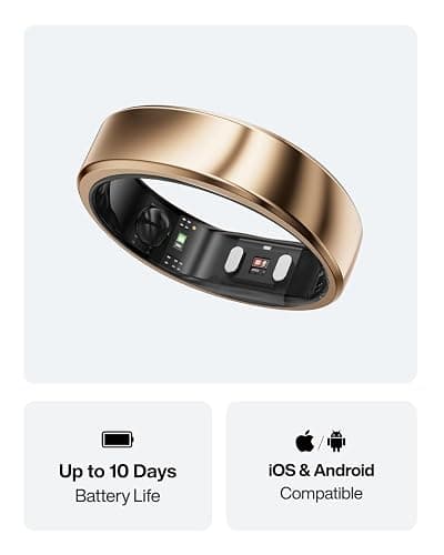 RingConn Gen 2 Air, Ultra-Thin AI Smart Ring, 10-Day Battery Life, Fitness/Sleep/Stress/HR Tracker for Women&Men, No App Fee for Standard Features, iOS & Android Compatible (Size 8, Dune Gold) thumbnail 8