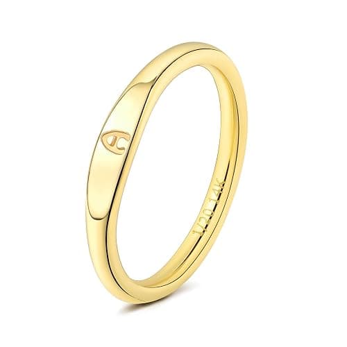 YURZA Gold Initial Rings for Women Non Tarnish Thumb Rings for Teen Girls 14K Gold plated for Women - Image 1