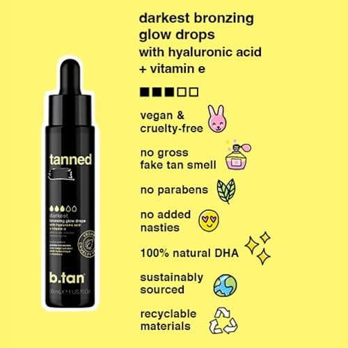 b.tan Darkest Self Tanning Drops for Face & Body | Get Tanned - Best, Darkest Gradual Self Tanner Bronzing Glow Drops, No Fake Tan Smell, Vegan, Cruelty Free, 1.0 Fl Oz thumbnail 3