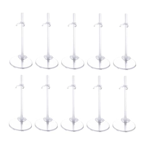 XJMWXHFC 10pc Adjustable Doll Display Holders, Clear Plastic Action Figure Stands, Transparent Support for 11-13 Inch Tall Dolls - Image 1