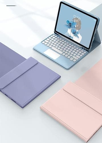 AnMengXinLing Keyboard Case for iPad Air 5 2022/Air 4 2020-Touchpad Detachable Keyboard with Pencil Holder -Slim Leather Folio Smart Cover for iPad Air 5th/4th 10.9 inch, Mint Green - iPad9/iPad8/iPad7 10.2inch New Pink thumbnail 9