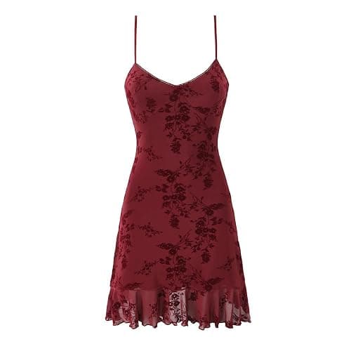 Womens Boho Floral Mini Dress Summer Cottagecore Striped Flowy Smocked Spaghetti Strap Coquette Vacation Sundresses - Image 1