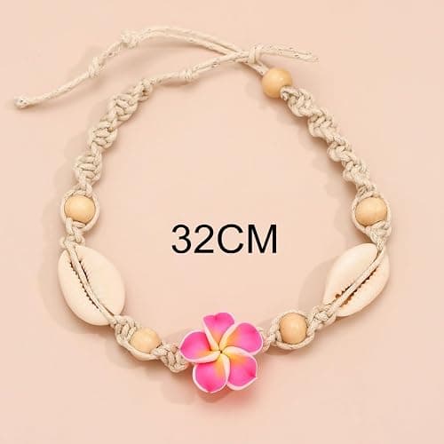 Caiyao 2pcs Lovely Hawaiian Plumeria Rubra Anklet Bracelet Tropical Flower Bohemia Luau Beach Party Accessories for Women thumbnail 4