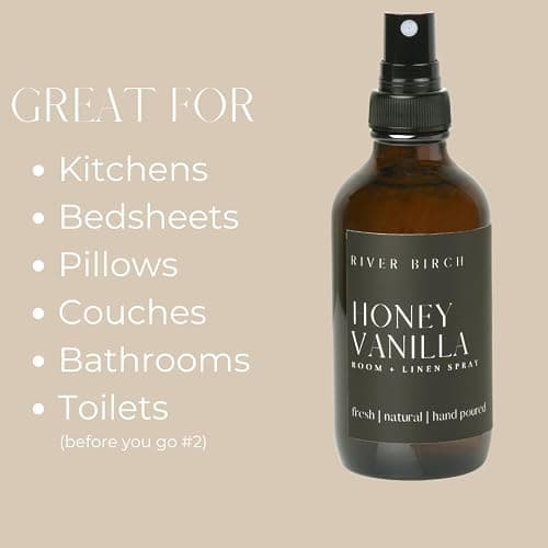River Birch Luxury Linen and Room Spray - Home Signature Scent Honey Vanilla Room Fragrance Spray - Fragrant Fresh Linen Air Freshener For Bedding - Handmade in Texas - 4 oz Glass Amber Bottle - 4 Fl Oz (Pack of 1) - Honey Vanilla thumbnail 5