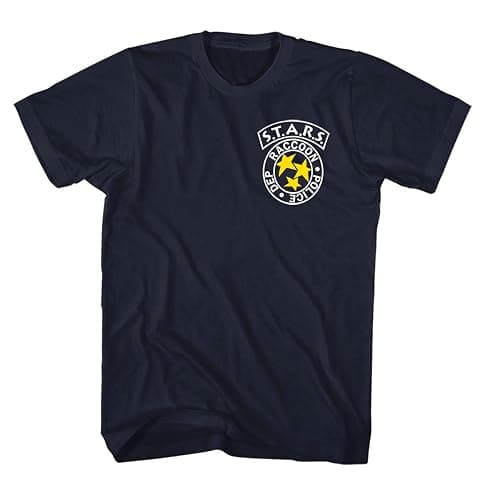 American Classics Resident Evil Stars Raccoon Police Dep Front & Back Print Adult Short Sleeve T Shirt Graphic Tees - Image 1