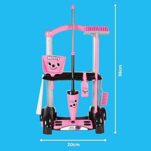 Casdon Henry & Hetty Toys - Hetty Cleaning Trolley - Pink Hetty-Inspired Toy Playset with Mop, Brushes, Dustpan, & Accessories - Kids Cleaning Trolley Set - For Children Aged 3+ thumbnail 2