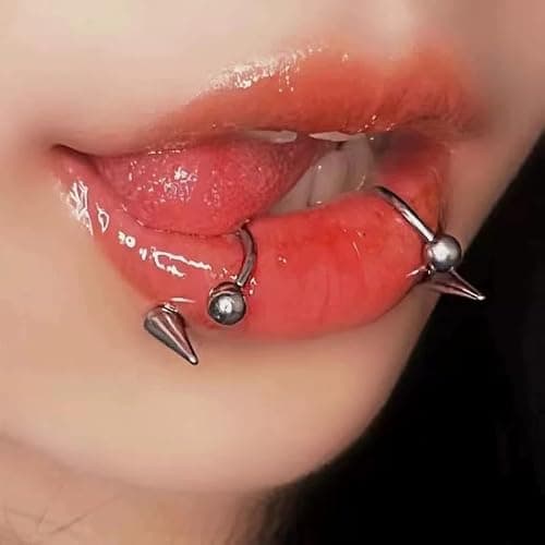 Zolure 16g Lip Rings Horseshoe Labret Jewelry Lip Barbell Ring Spike Snake Bite Piercing Jewelry Tragus Helix Earrings Studs Medusa Piercing for Women Men thumbnail 6