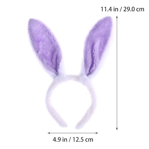 VALICLUD White Purple Plush Rabbit Headband Easter Bunny Ears Headband Rabbit Costume Fluffy Hair Band Party Cosplay Animal Ear Headpiece Carnival Masquerade Headdress thumbnail 2