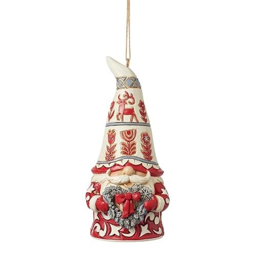 Enesco Jim Shore Heartwood Creek Nordic Noel Gnome Holding Heart Wreath Hanging Ornament, 4.13 Inch, Multicolor - Image 1