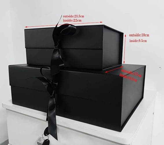 Schwarz Geschenkbox 23 x17 x10 cm, Geschenkkarton mit Magnetisch Deckel und Schleife für Hochzeiten, Weihnachten, Geburtstage, Jubiläen Geschenkverpackung Box thumbnail 4