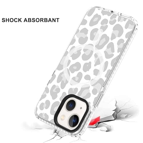 SAKUULO Magnetic for iPhone 14 Case Light Gray Leopard Print Pattern [Compatible with MagSafe] Wireless Charge Slim Shockproof Case for iPhone 14 Phone Case, Gray Leopard (6.1") thumbnail 3