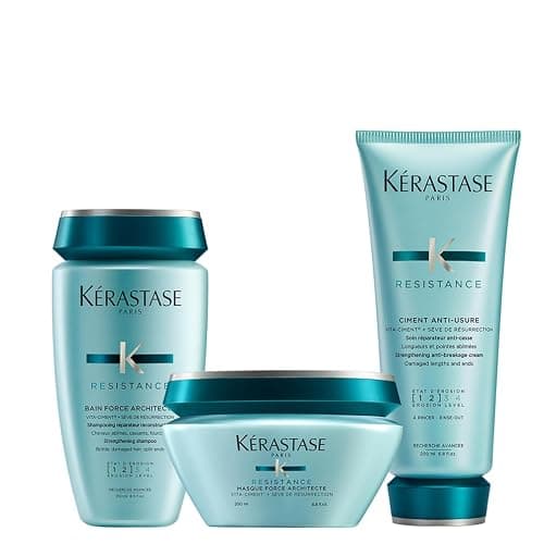 Kérastase, Résistance, Routine Ristrutturante per Capelli Danneggiati & Stressati, Shampoo Bain Force Architecte + Maschera Force Architecte + Trattamento Ciment Thermique - Image 1