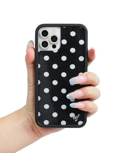 Wildflower Cases - Compatible with Apple iPhone 13/14 | Protective Black Bumper, 4ft Drop Test Certified, Women Owned Small Business | Black & White Polka Dot - Trendy Classic Cute Aesthetic thumbnail 3