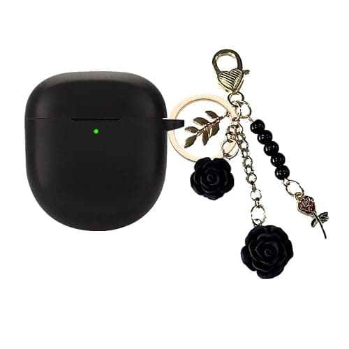 Case for Bose QuietComfort Earbuds II Case Cover 2022, Cute Bose Earbuds 2 Soft Silicone Skin Shockproof Protective Cover for New Bose Earbuds II Case with Carabiner Keychain for Women Girls (Black) thumbnail 2