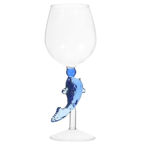 Amosfun Wine Glasses with a Carp Goblet Cocktail Juice Glass for Wedding Anniversary Christmas Party Favors - Sky-blue - 25x8cm thumbnail 9