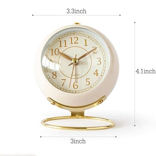 SHISEDECO Small Tableclocks Classic Non-Ticking Tabletop Alarm Clock with Backlight, Battery Operated Astronaut Deskclock with HD Glass for Living Room Bedroom Bedside Indoor Decor (White) thumbnail 3