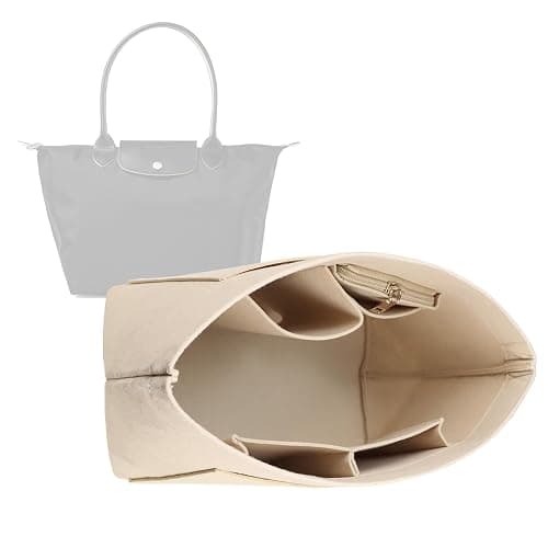 Lckaey Organizer insert For longchamp inserts for long champ L bag le pliage Organizer insert large beige - Image 1