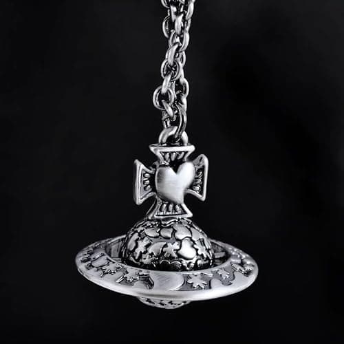 ZHAOZHAO Saturn Necklace for Women - Sky Star Saturn Planet Pendant(Silver+Black) thumbnail 4