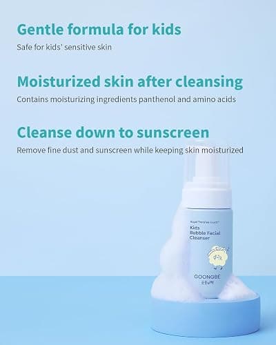 GOONGBE Kids' Bubble Facial Cleanser - Korean Kids Low pH Bubble Foam Face Wash - Gentle Cleansing & Hydrating with Panthenol and Amino Acids - Allergen Free Scent, 3.38 fl.oz. thumbnail 3
