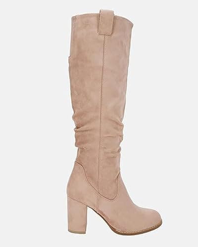 Juliet Holy Women's Knee High Boots Chunky Block Heel Wide Calf Round Toe Side Zipper Fashion Dress Boot thumbnail 4