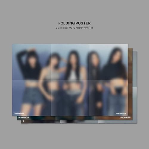 LE SSERAFIM - 1st Studio Album [UNFORGIVEN] (DUSTY AMBER Ver.) Outer Box + Booklet + CD + Photocard + Postcard + Heat Detecting Postcard + Sticker + Folding Poster + 2 Pin Badges + 4 Extra Photocards thumbnail 8