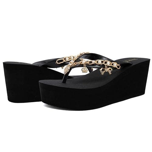 Juicy Couture Women’s Wedge Platform Flip Flops, Fashion Beach Sandals with Soft Footbed and Thong Style thumbnail 6