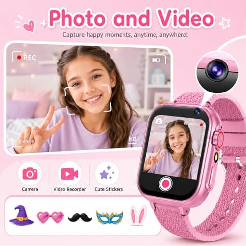 wepfum Kids Smart Watch for Girls Age 5-12, 39 Games Touch Screen Watch with Camera, Video Recorder, Music Player, Pedometer, Habit Tracker, No App Needed, Birthday Gift for Girls Ages 6-10 thumbnail 3