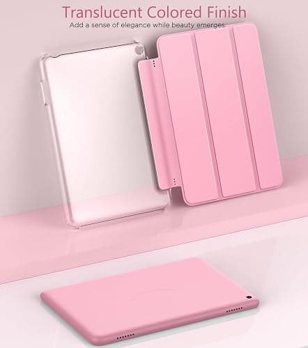 MoKo Case Fits Amazon Kindle Fire HD 8 & 8 Plus Tablet(12/10th Gen, 2024/2022/2020 Release) 8", PU Leather Trifold Stand Cover with Translucent Frosted Backshell with Auto Wake/Sleep, Nosegay Pink thumbnail 7