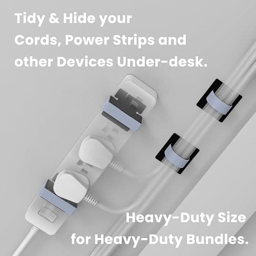 Under Desk Cord Management Straps, Adhesive-Backed Heavy-Duty Reusable Mounting Straps, Cable Management, Self Adhesive Hook and Loop Strap Set, for Large Cord Bundles, Power Strips & Devices thumbnail 3