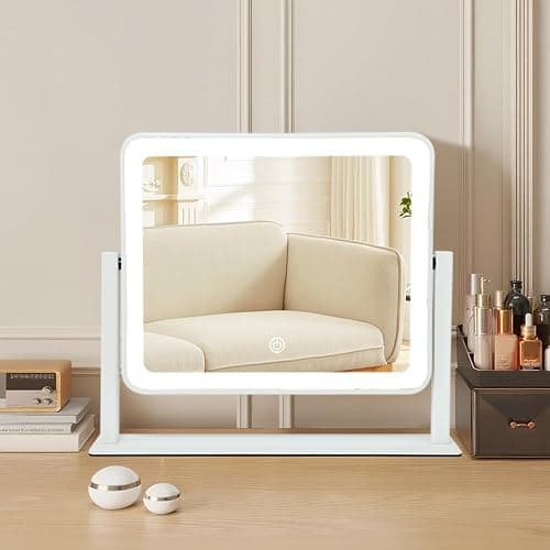 YEKKOPT Rechargeable Vanity Mirror with Lights, 14"×12" LED Makeup Mirror, Smart Touch Control, 3 Color Lighting with Adjustable Brightness,Cosmetic Mirror for Bedroom, Vanity Desk, Beauty Routine thumbnail 4