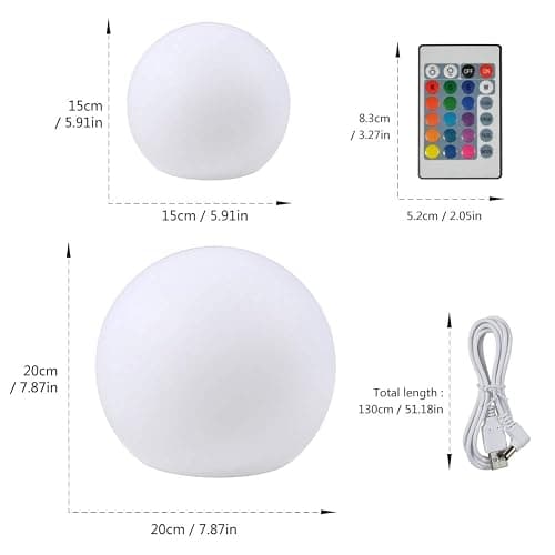 LIZEALUCKY Colour Changing LED Mood Lamp Ball Light Rechargeable Lamp Remote Dimmable Bedside Lamp Glow Balls for Bedroom Decorative thumbnail 3