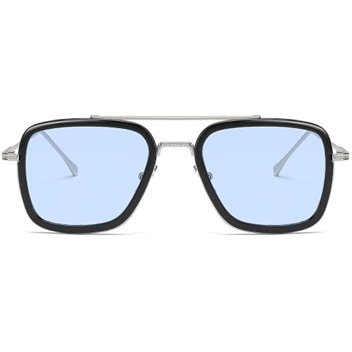 aisswzber Tony Stark Sunglasses Vintage Square Metal Frame for Men Women -Iron Man and Spider-Man Vintage Sun Glasses thumbnail 7