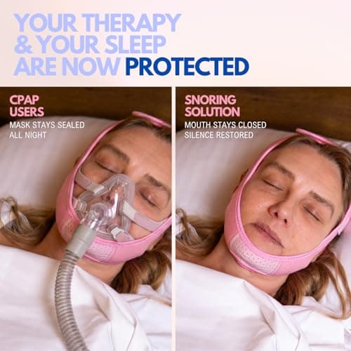 Pidoti Chin Strap CPAP Users, Comfortable CPAP Chin Strap Jaw Support to Keep Mouth Closed Positioning Nasal Breathing for Men and Women Who Breathe Through The Mouth During Sleep (Pink, S-M) thumbnail 3