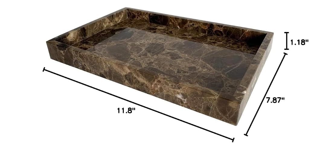 StonePlus Natural Marble Storage Vanity Tray, Cosmetics Jewelery Tray, Kitchen Organizer, Coffee Table Tray (Coffee Net, 11.8L x 7.87W x 1.18H) thumbnail 3