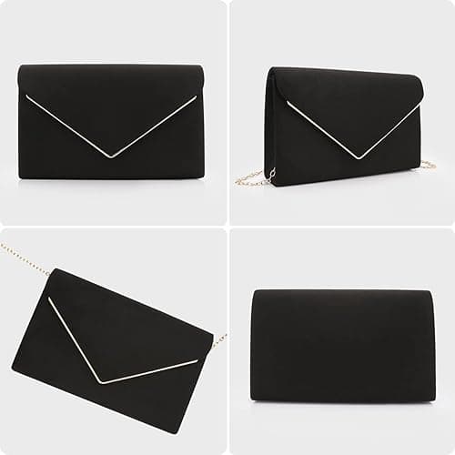 BBjinronjy Clutch Purse for Women Evening Bags Handbags for Wedding Party Cocktail Prom Faux Suede Crossbody Shoulder Bag thumbnail 8