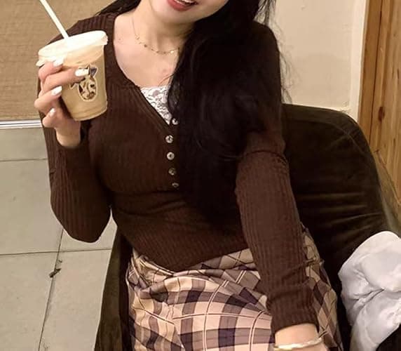 Women Fairy Grunge Tops Y2K Long Sleeve Slim Fit Blouse Vintage Lace Trim V Neck Harajuku Aesthetic Shirt thumbnail 4