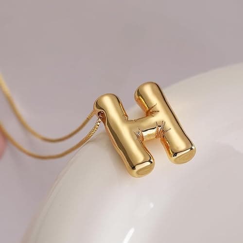 MTINEAPS Easter Basket Stuffers Gold Initial Necklace Easter Gifts for Girls Teens Kids, Teen Girl Gifts Trendy Stuff Bubble Letter Pendant Necklace Jewelry Personalized Birthday Gifts for Women thumbnail 7