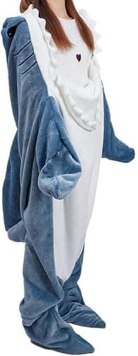 inkArts Shark Blanket Hoodie Onesie for Adult & Kid, Wearable Shark Sleeping Bag, Soft Cozy Onesie Costume thumbnail 3