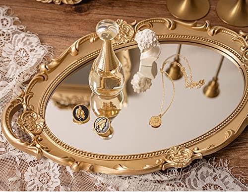 Sooyee Decorative Tray - Gold Mirror Tray for Bathroom Vanity, Dessert & Coffee Table, Home Decor with Handle thumbnail 5