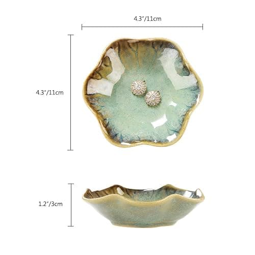 JAMEND CLXP 2PCS Ring Holder Dish, Small Key Bowl, Ceramic Trinket Tray Jewelry Dish Organizing Necklace Earrings for Mom Friend Sister, All Jewelries Are NOT Included. Light Green+Crystal Green.… thumbnail 3