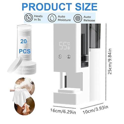 Hot Face Towel Heater Machine, Automatic Disposable Towel Warmer with Steam, 5-Second Heating, 55°C Constant Temperature, Portable Face Towel Steamer (1PC Face Towel Machine+40PCS Towels) thumbnail 3
