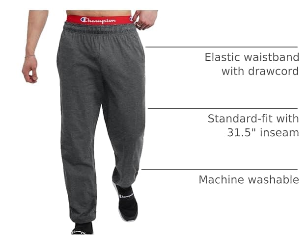 Champion Men's Pants, Everyday Cotton, Lightweight Lounge, Knit Pants for Men (Reg. Or Big & Tall) thumbnail 4