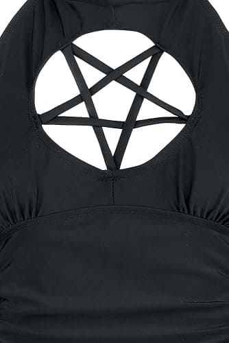Gothicana by EMP Damen schwarzer Badeanzug mit Pentagramm-Detail thumbnail 4