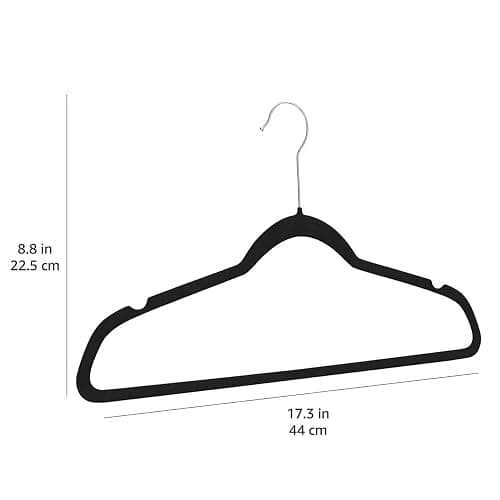 Amazon Basics Slim Velvet, Non-Slip Suit Clothes Hangers, Pack of 30, Black thumbnail 3