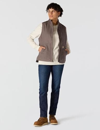 Carhartt Women's Relaxed Fit Washed Duck Sherpa-Lined Mock-Neck Vest thumbnail 4