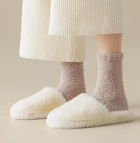 Kelabia Women Fuzzy Socks Warm Fluffy Socks Japanese Thick Slipper Socks Aesthetic Fleece Long Socks thumbnail 6
