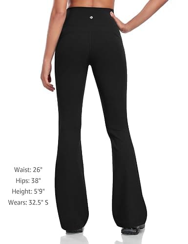 HeyNuts Mellow Flare Leggings 29"/30.5"/32.5"/34.5", High Waisted Tummy Control Wide Leg Bootcut Yoga Pants Lounge Soft thumbnail 4